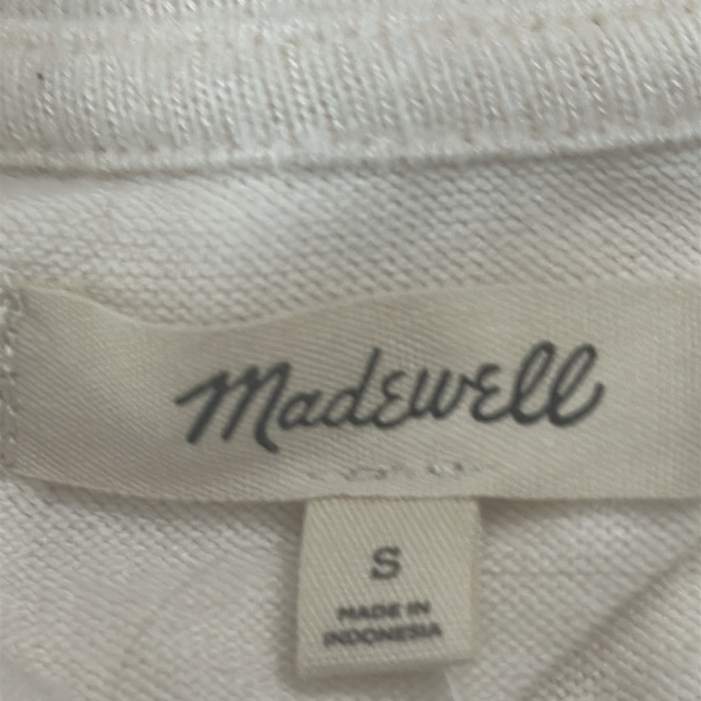 Madewell Brushed Jersey Ruched Long-Sleeve Tee Cream White Small NWT - Picture 10 of 11